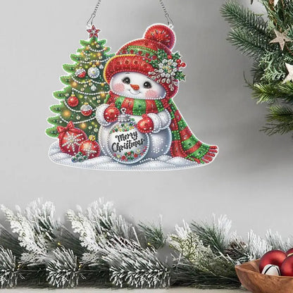 Snowman Gem Painting Keychain Kit