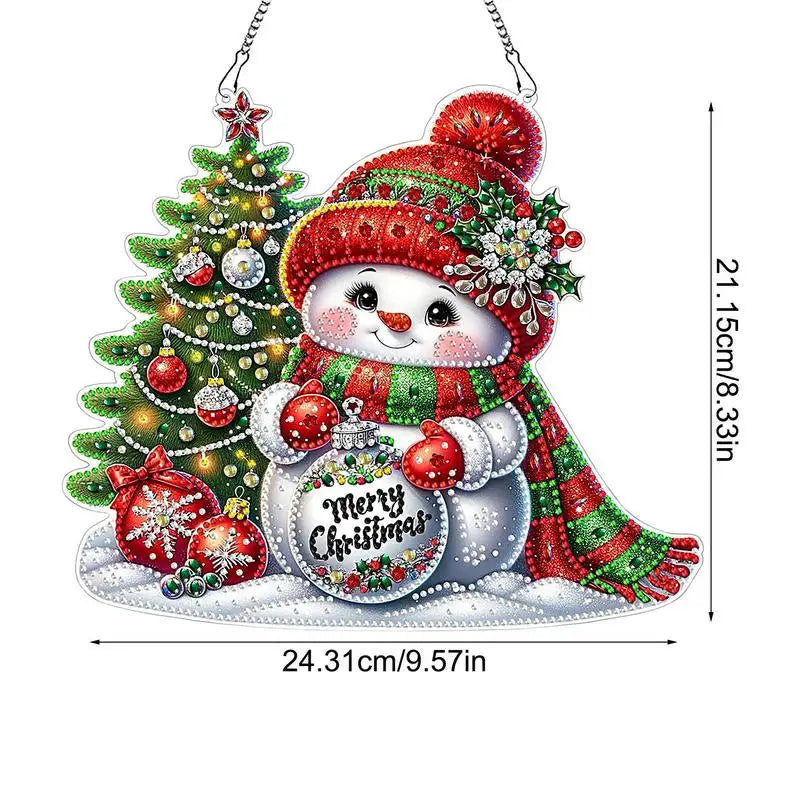 Snowman Gem Painting Keychain Kit