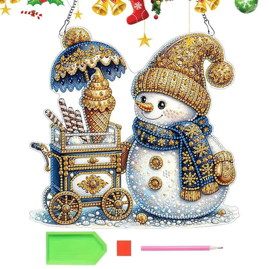 Snowman Gem Painting Keychain Kit