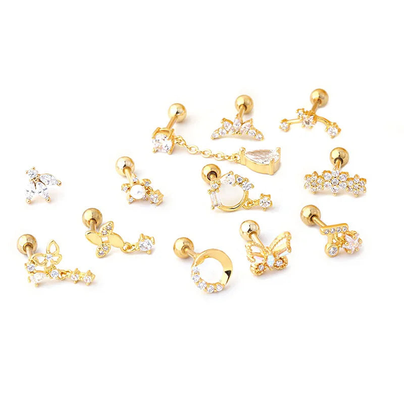 Zircon Butterfly Flower Cartilage Earring