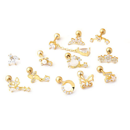 Zircon Butterfly Flower Cartilage Earring